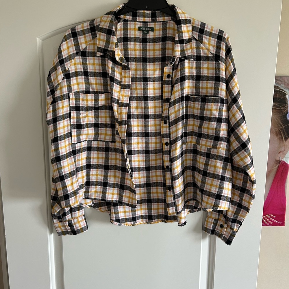 Wild Fable Plaid Shirt in Yellow, Black, and Pink